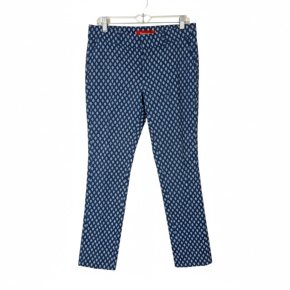 Anthropologie Cartonnier Blue White Diamond Printed Cropped‎ Pants Size 6 - Picture 6 of 6
